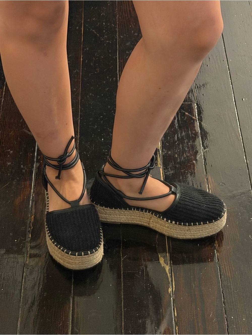 ASOS Black Lace-Up Espadrille Platform Flats